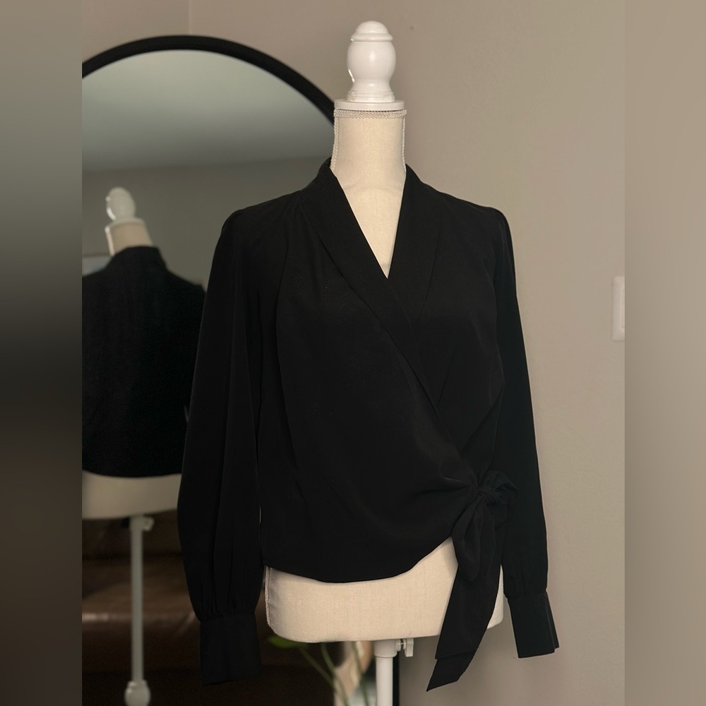 A New Day Black Wrap Blouse